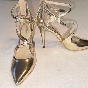 Michael Kors Catia Pump Metallic Leather w/ Topy | Pale Gold | Size 7 M | New